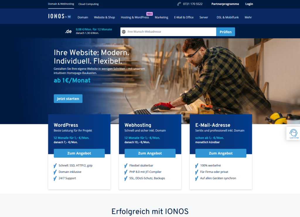 Website erstellen mit Ionos