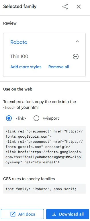 Google Fonts HTML Code