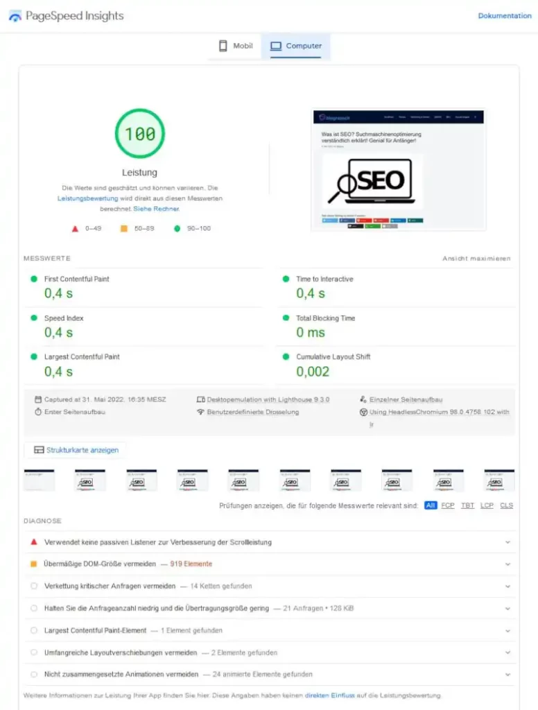 PageSpeed Insights Report